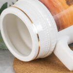 22 oz Ceramic Beer Stein with Gold Rim